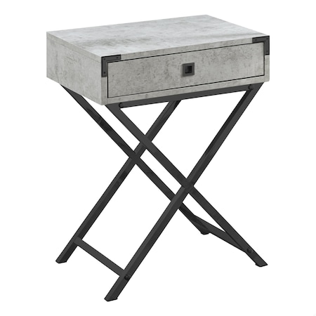 Homeroots 24 in. Grey Cement Particle Board, MDF & Black Nickel Metal Accent Table 333259